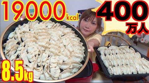 【大胃王木下】400个煎饺,8.5KG!!庆祝突破400万人订阅~!【中字】